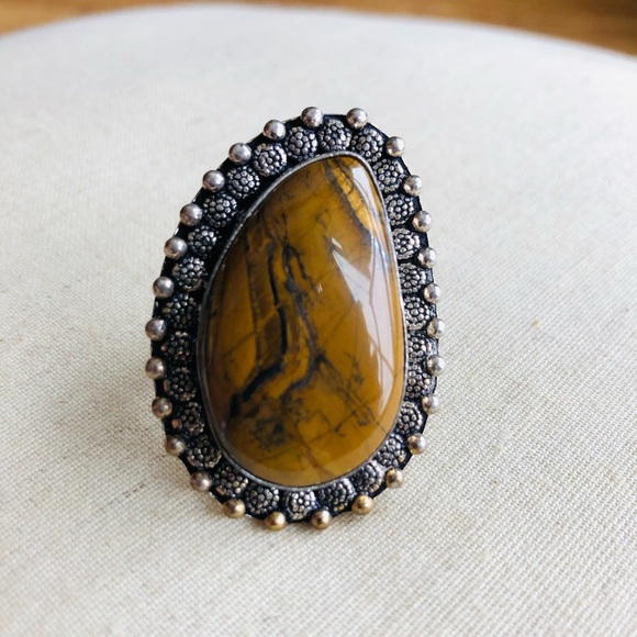 Set of 6 jasper and tiger jasper rings. - Picture 9 of 11